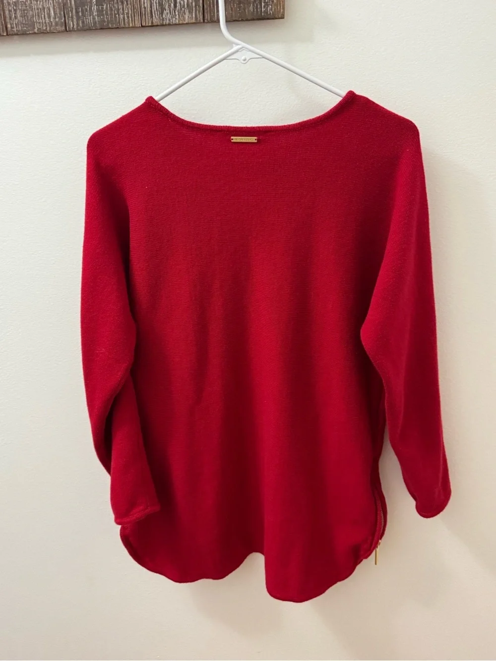 Michael Kors Michael Kors Red Tunic Sweater With Side Gold Zippers Size large